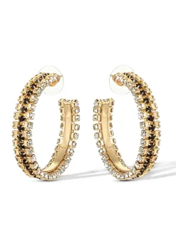 Jessica Simpson Black And White Crystal Hoop Earrings< Earrings