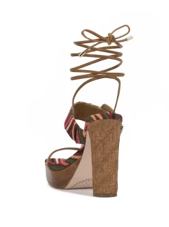 Jessica Simpson Caelia Ankle Lace Up Platform Sandal In Brown Multi< Platforms|Sandals