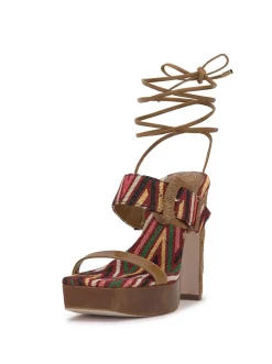 Jessica Simpson Caelia Ankle Lace Up Platform Sandal In Brown Multi< Platforms|Sandals