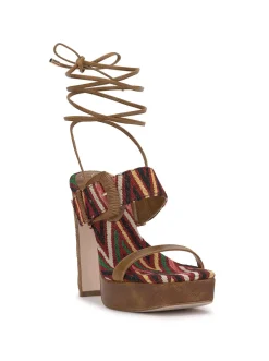 Jessica Simpson Caelia Ankle Lace Up Platform Sandal In Brown Multi< Platforms|Sandals