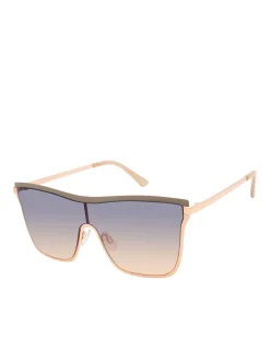Jessica Simpson Chic Metal Square Shield Sunglasses In Nude & Rose Gold< Sunglasses
