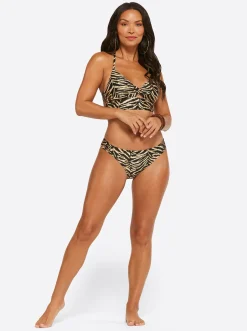 Jessica Simpson Side Shirred Hipster In Black Multi< Swim|Two Piece Swim