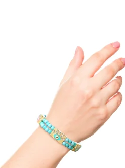 Jessica Simpson Evil Eye Turquoise Bead Stretch Bracelet< Turquoise Collection|Bracelets