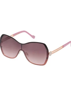 Jessica Simpson Frameless Metal Shield Sunglasses In Rose Gold & Rose< Sunglasses