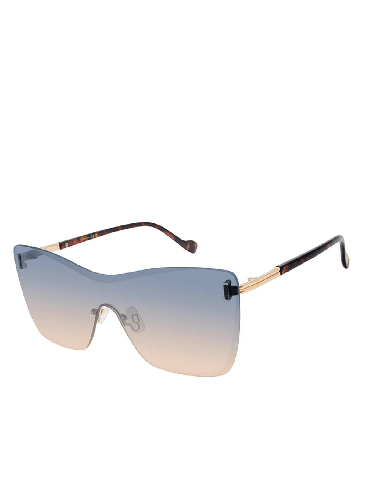 Jessica Simpson Glamorous Frameless Shield Sunglasses In Gold & Tortoise< Sunglasses