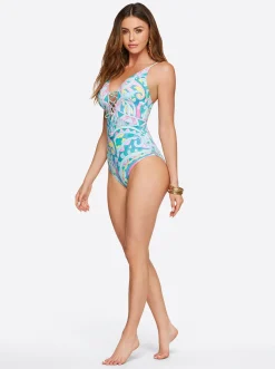 Jessica Simpson Lace Front One Piece In < Swim|One Piece Swim