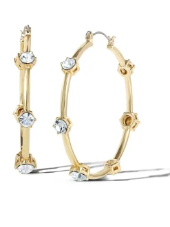 Jessica Simpson Large Hoop Crystal Earrings< Earrings