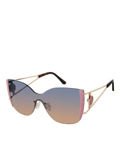 Jessica Simpson Metal Cat Eye Shield Sunglasses In Gold & Rose< Sunglasses