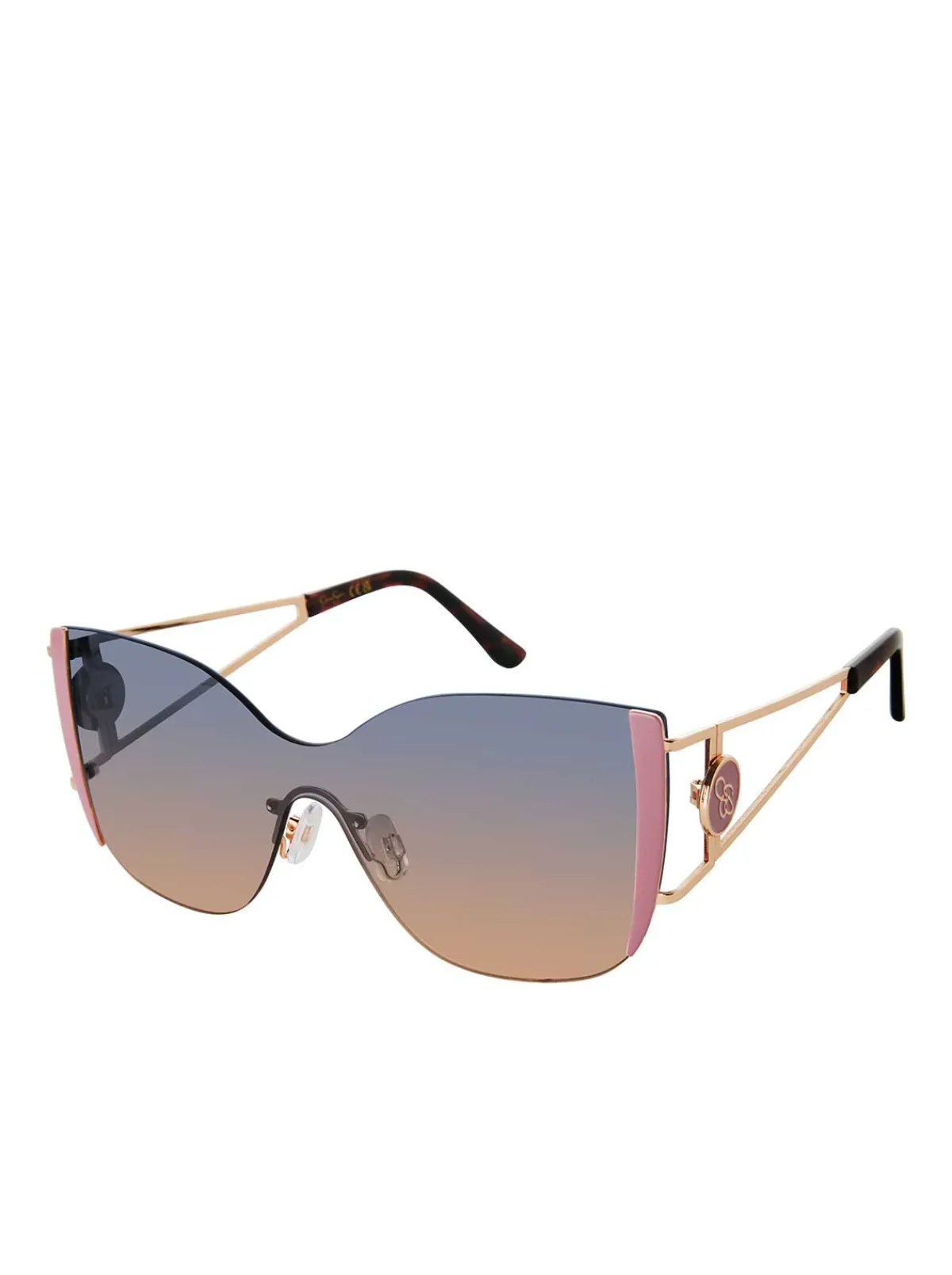 Jessica Simpson Metal Cat Eye Shield Sunglasses In Gold & Rose< Sunglasses