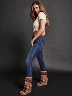 Jessica Simpson Mynette Slouch Wedge Bootie In Mocha Combo< Boots & Booties|Wedges