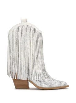 Jessica Simpson Paredisa Fringe Bootie In White< Bridal