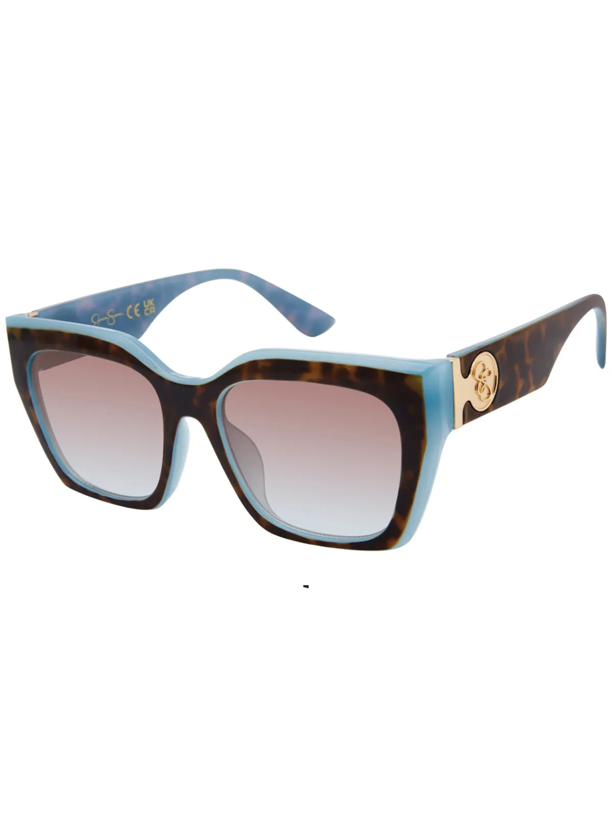 Jessica Simpson Retro Two Tone Cat Eye Sunglasses In & Blue< Sunglasses