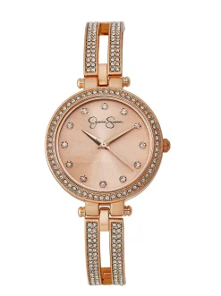 Jessica Simpson Tone Crystal Double Arm Bangle Watch< Watches