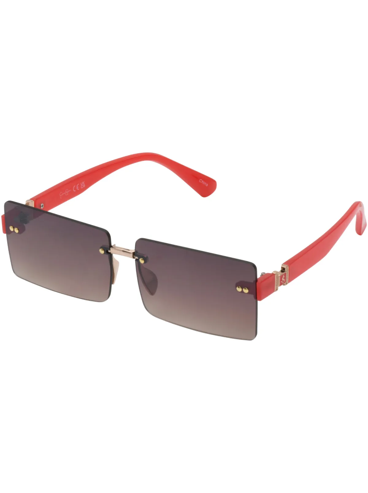 Jessica Simpson Sleek Rectangular Metal Sunglasses In Gold & < Sunglasses