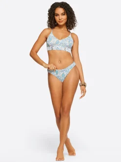 Jessica Simpson Cropped Cami In White Multi< Swim|Two Piece Swim