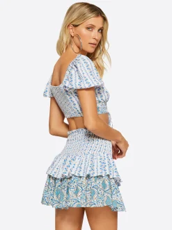 Jessica Simpson Puff Sleeve Top In White Multi< Sets|Swim