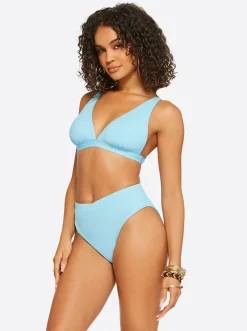 Jessica Simpson Textured Solids Full Support Triangle Bra In < Swim