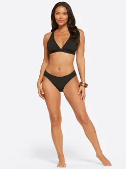 Jessica Simpson Textured Solids Full Support Triangle Bra In < Swim