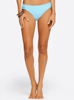 Jessica Simpson Textured Solids Side Shirred Hipster In < Swim|Two Piece Swim
