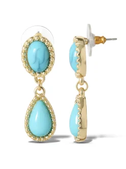 Jessica Simpson Turquoise Stone Drop Earrings< Turquoise Collection|Earrings