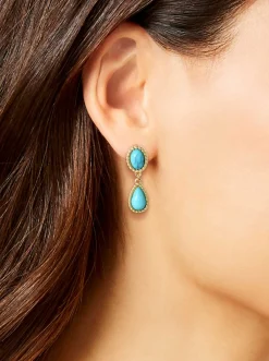 Jessica Simpson Turquoise Stone Drop Earrings< Turquoise Collection|Earrings