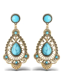 Jessica Simpson Turquoise Stone Filigree Earrings< Turquoise Collection|Earrings
