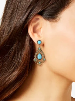Jessica Simpson Turquoise Stone Filigree Earrings< Turquoise Collection|Earrings