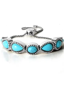 Jessica Simpson Turquoise Stone Slider Bracelet In < Turquoise Collection|Bracelets